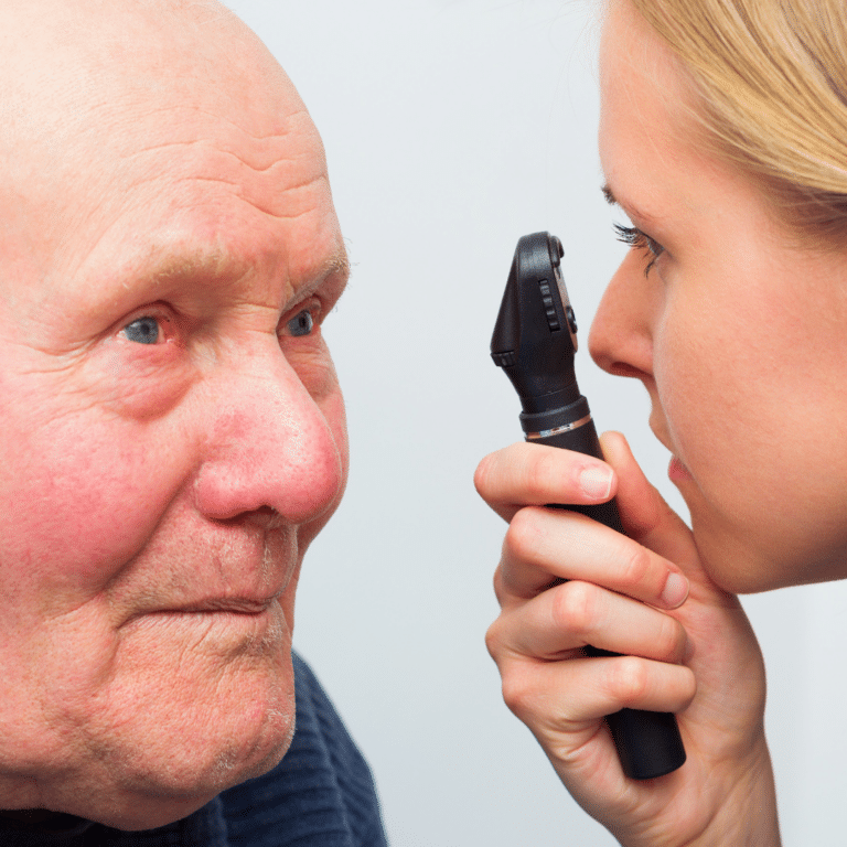 Man having his eye examined